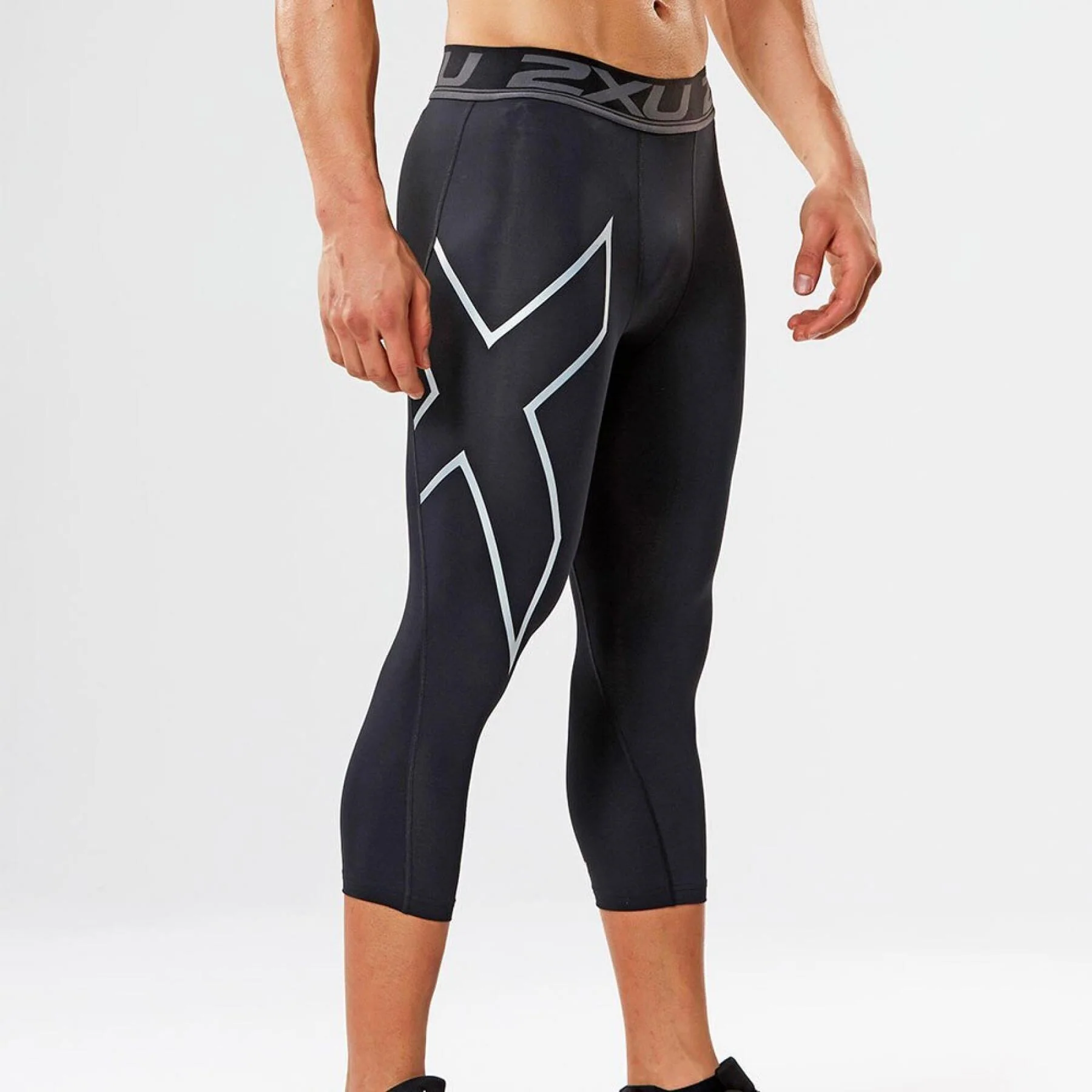 2XU Accelerate Compression 3/4 Tights, Herren, Black/Silver