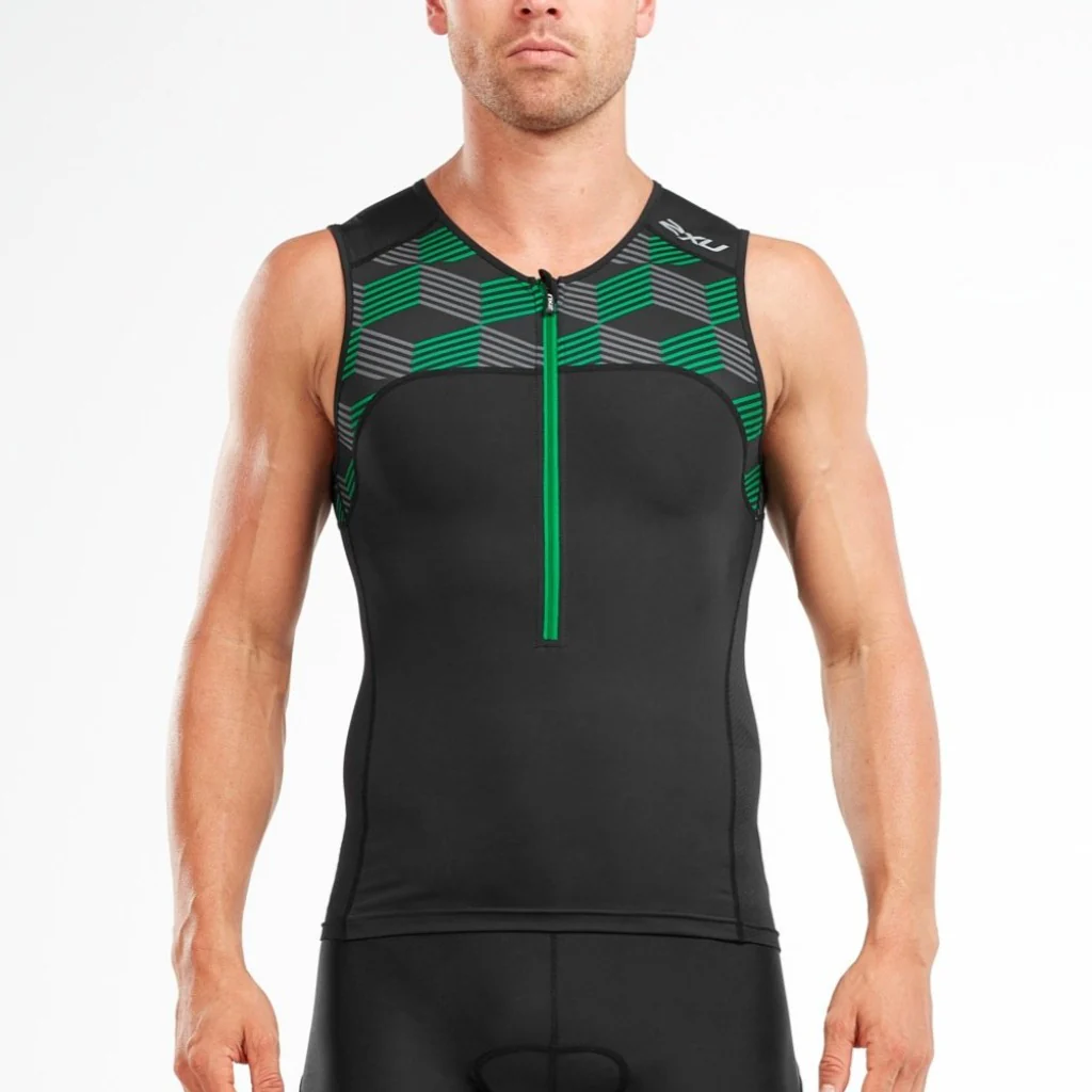 2XU Active Tri Singlet, Herren, schwarz/grün - Image 2