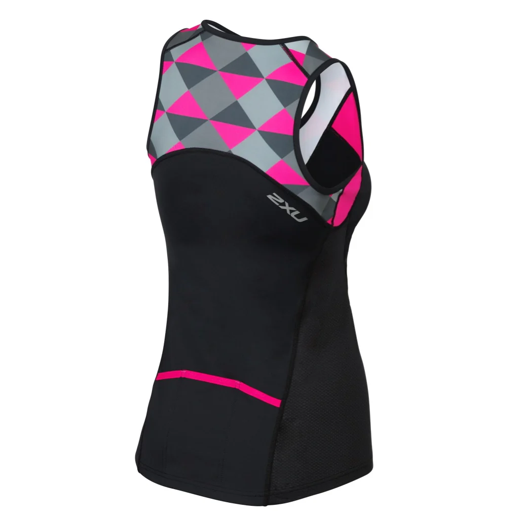2XU Active Tri Singlet, Damen, schwarz/pink - Image 2