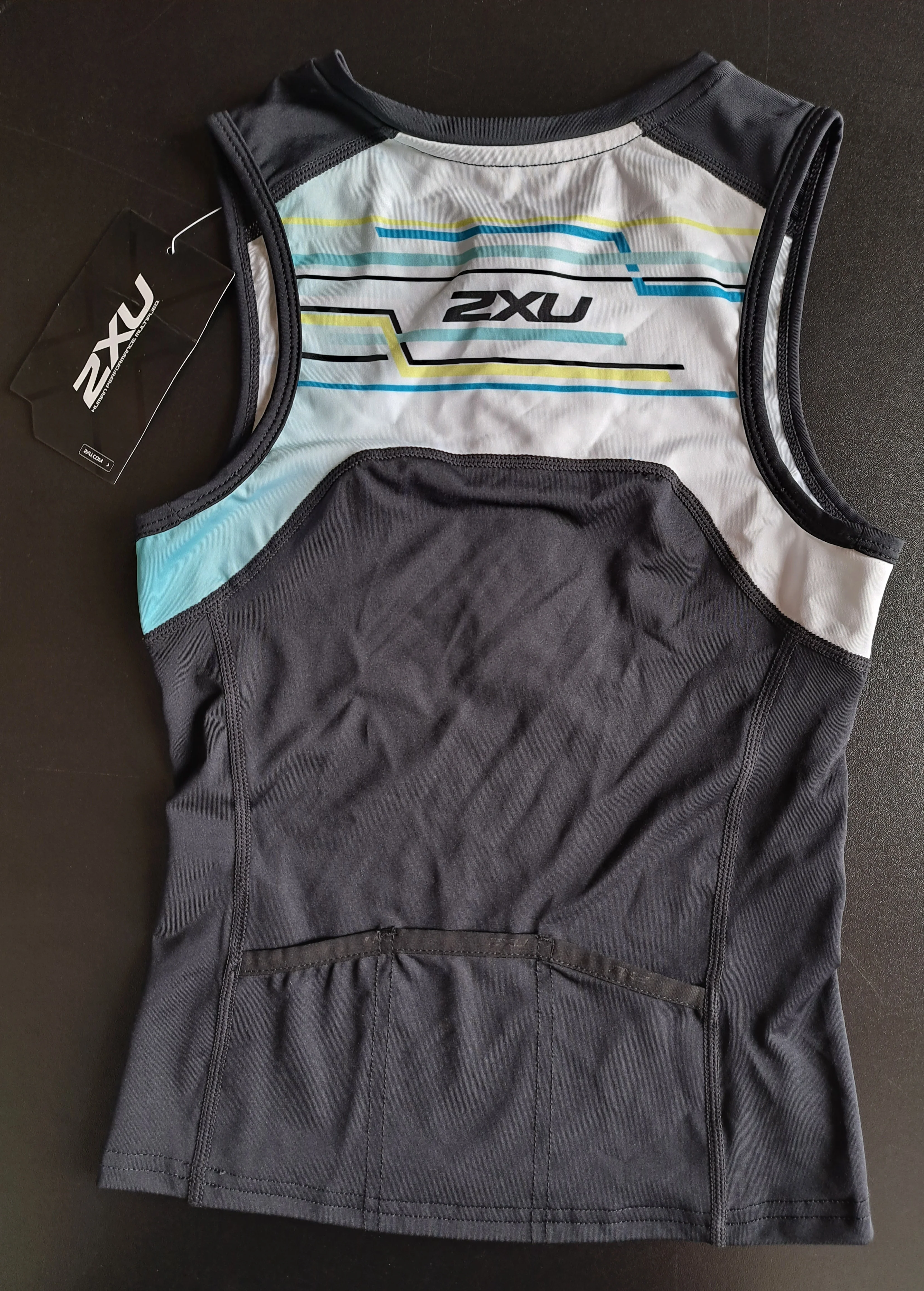 2XU Active Youth Tri Singlet, Kinder, Black/Oasis - Image 2