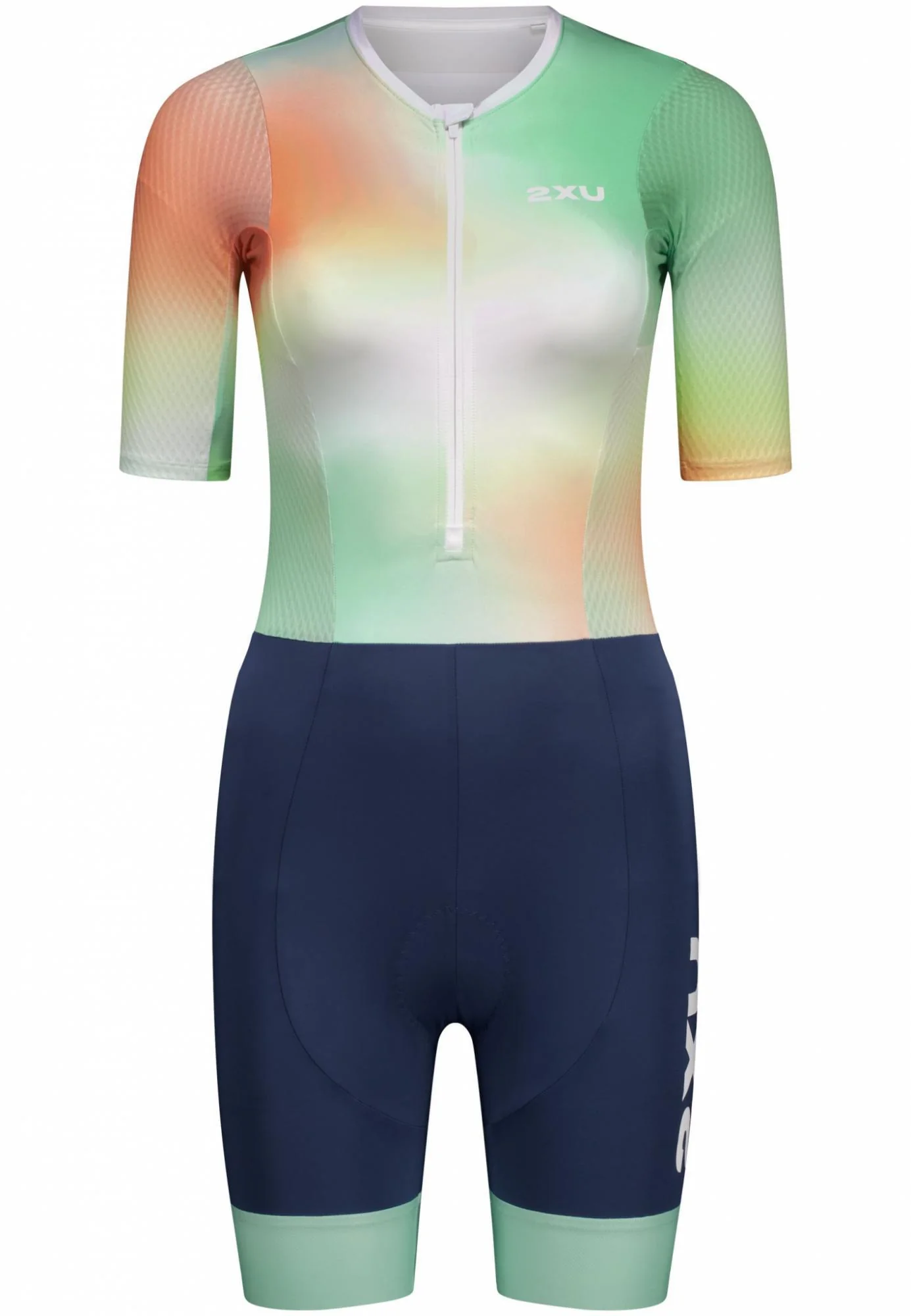 2XU Aero Hex Sleeved Trisuit, Damen, Jelly Mint/Majol