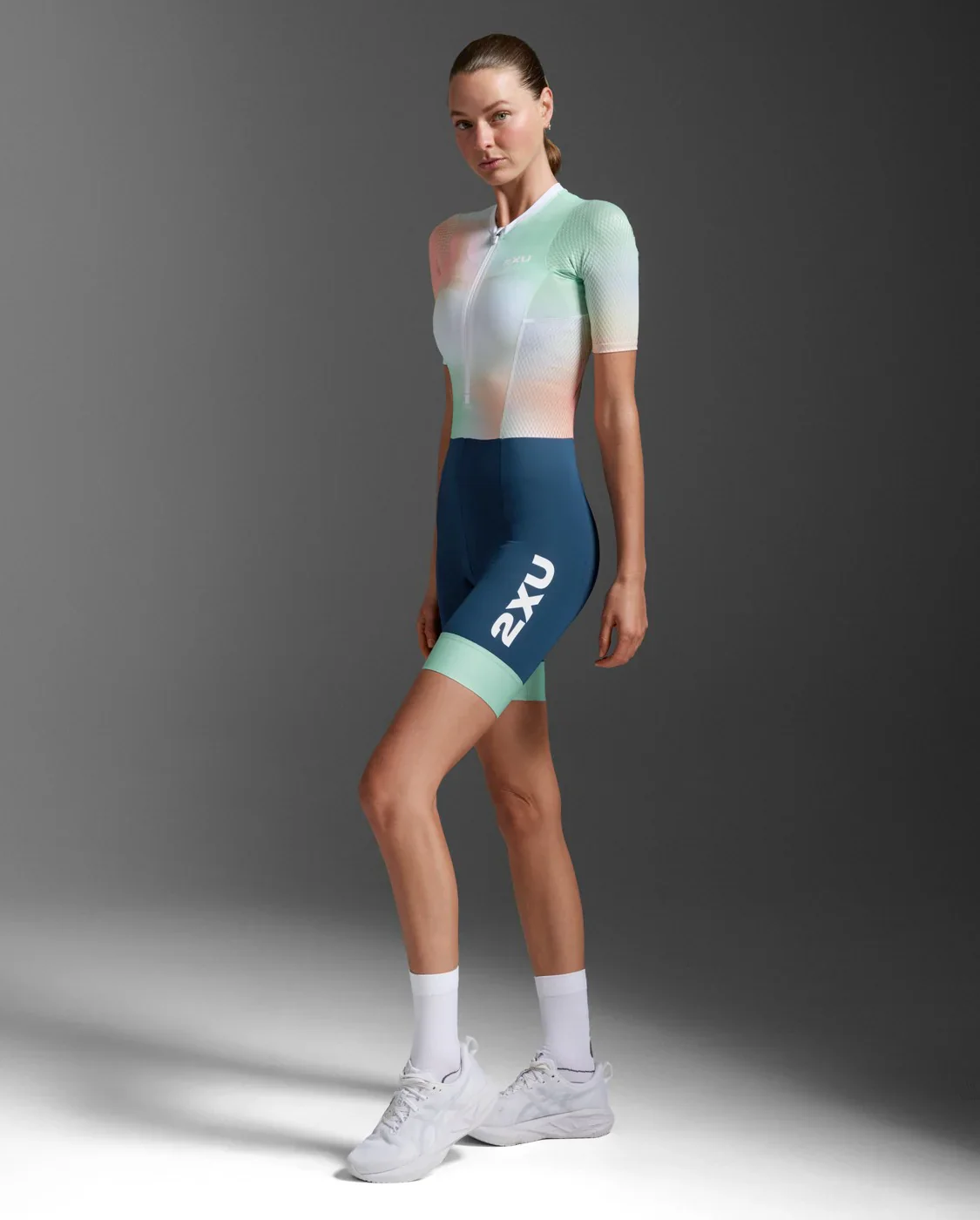 2XU Aero Hex Sleeved Trisuit, Damen, Jelly Mint/Majol - Image 4
