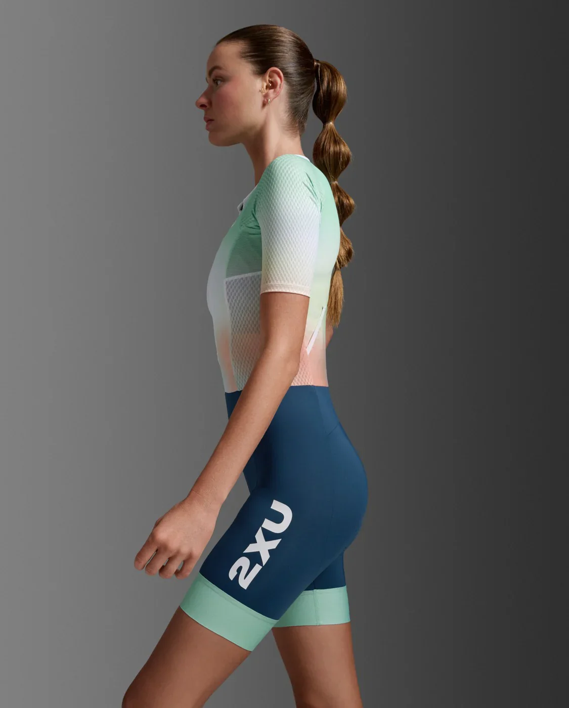 2XU Aero Hex Sleeved Trisuit, Damen, Jelly Mint/Majol - Image 5