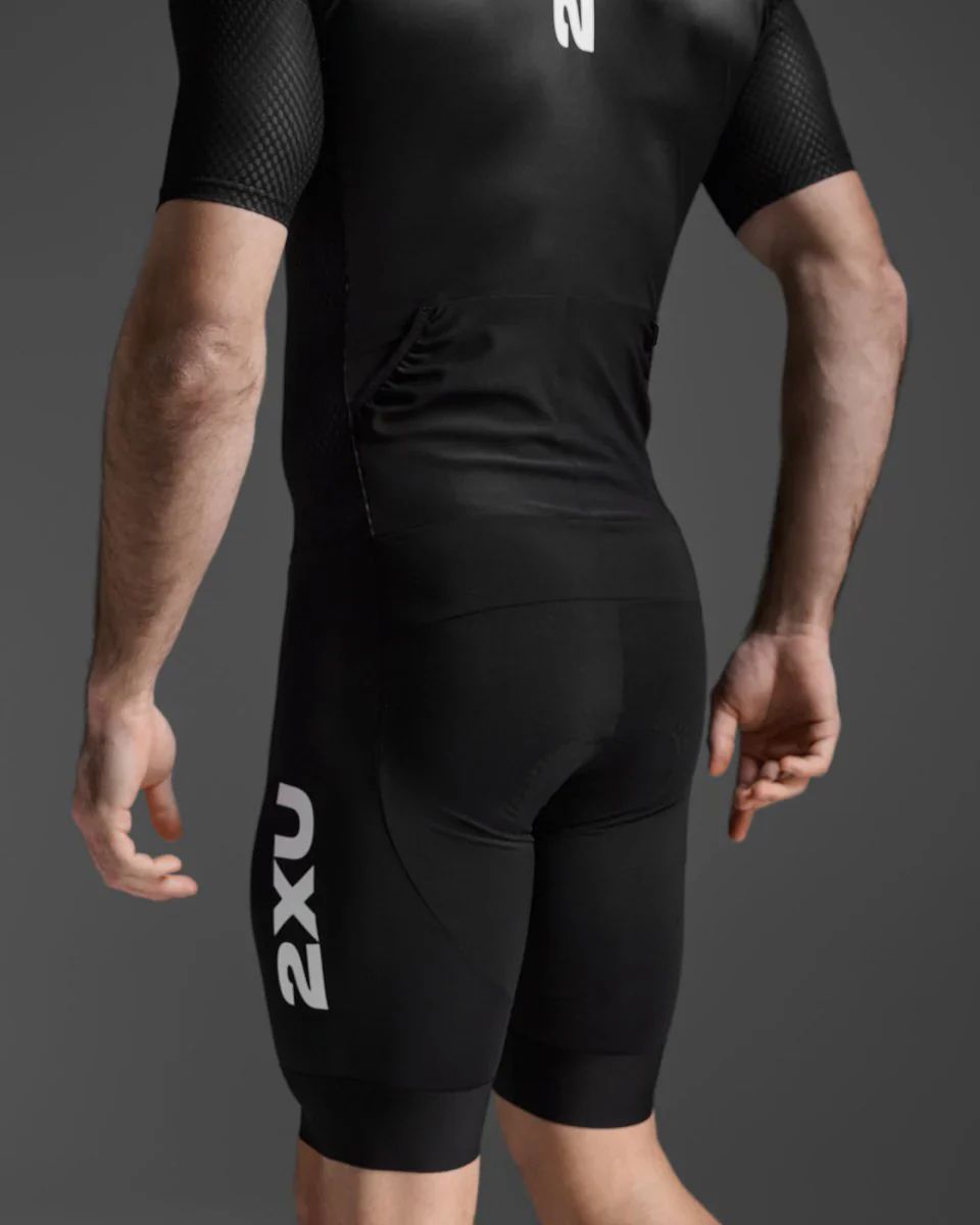 2XU Aero Hex Sleeved Trisuit, Herren, Black/White - Image 3