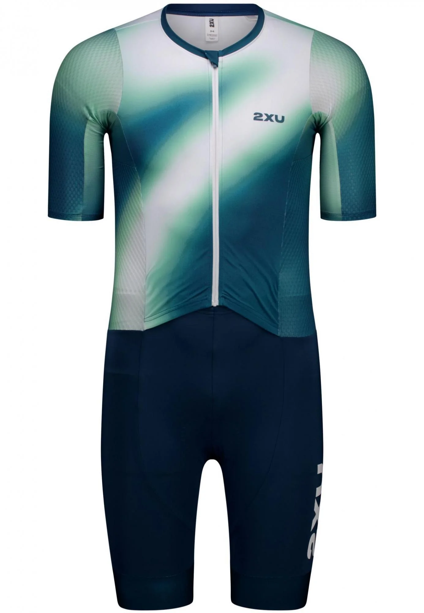 2XU Aero Hex Sleeved Trisuit, Herren, Jelly Mint/Majol