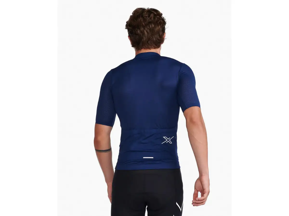 2XU Aero Short Sleeve Jersey, Herren, Medieval/White Reflective - Image 2