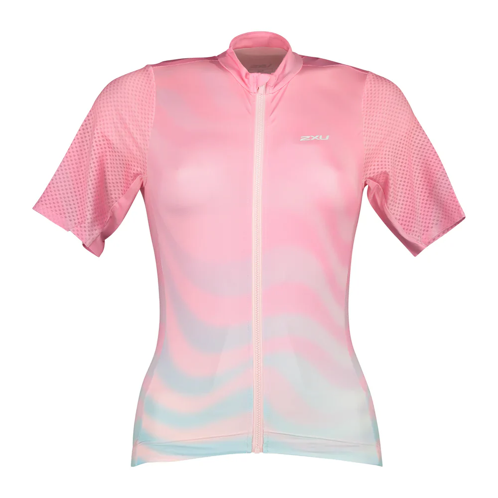 2XU Aero Short Sleeve Jersey, Radtrikot, Damen, Almond Blossom/White Reflective - Image 5