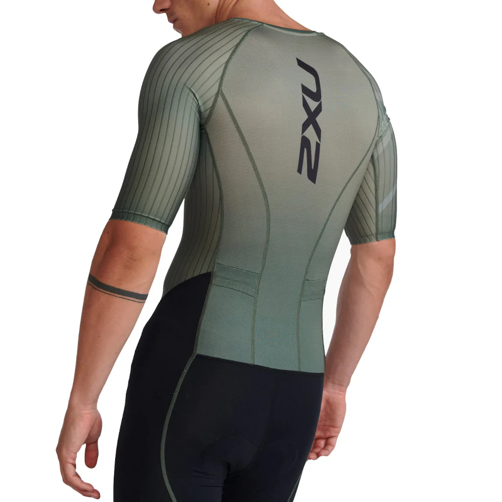2XU Aero Sleeved Trisuit, Herren, alpine/periscope, olivegrün/schwarz - Image 4