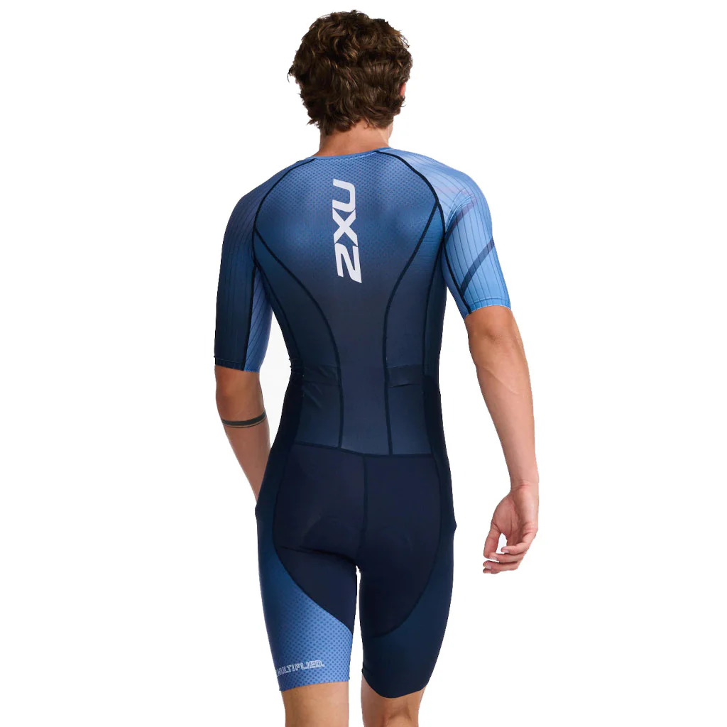 2XU Aero Sleeved Trisuit, Herren, midnight/turmeric, blau - Image 2