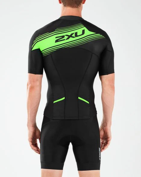 2XU Compression Sleeved Tri Top, Herren, schwarz/grün - Image 3