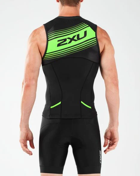 2XU Compression Tri Singlet, Herren, schwarz/grün - Image 3