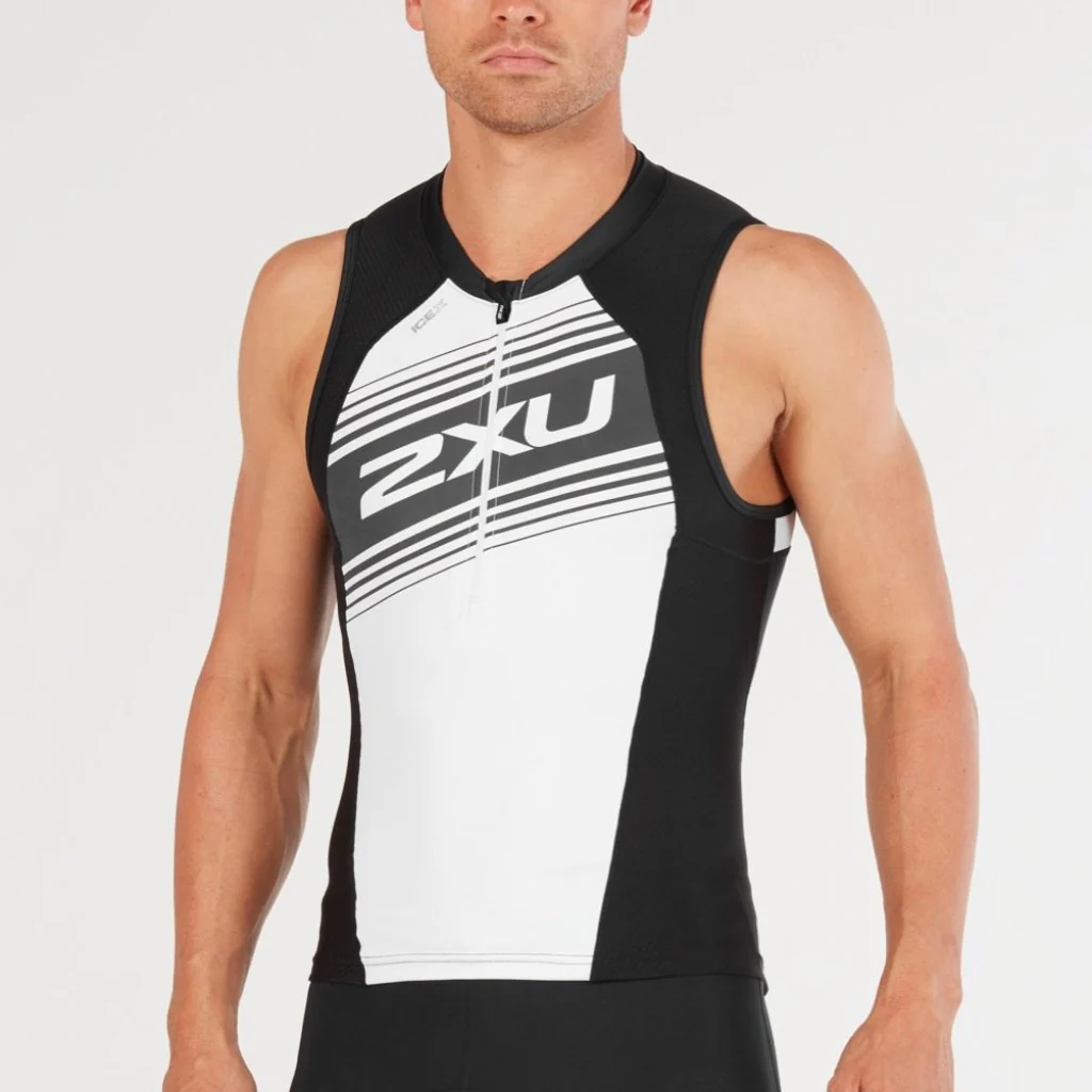 2XU Compression Tri Singlet, Herren, schwarz/weiß - Image 3