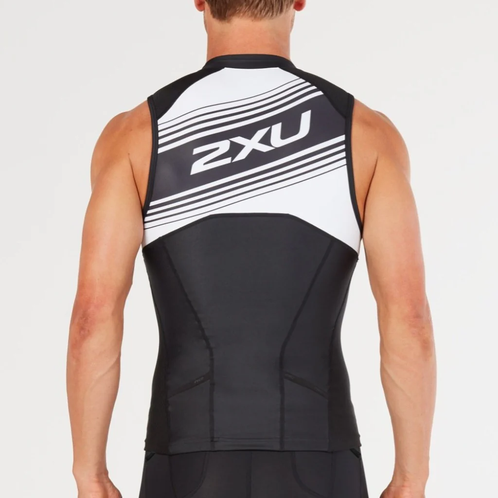 2XU Compression Tri Singlet, Herren, schwarz/weiß - Image 4
