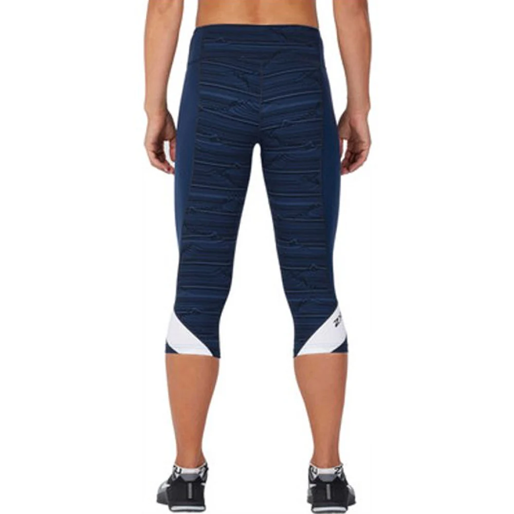 2XU Fitness Compression 3/4 Tights, Damen, Laufhose, Blue Lines/White - Image 3