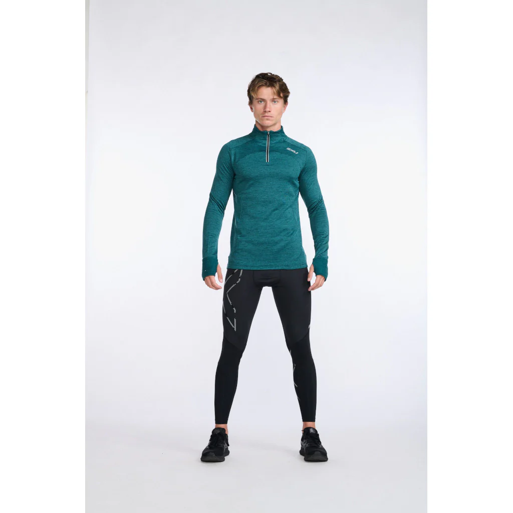 2XU Ignition 1/4 Zip, Longsleeve, Herren, Deep Jade/Silver Reflective - Image 4