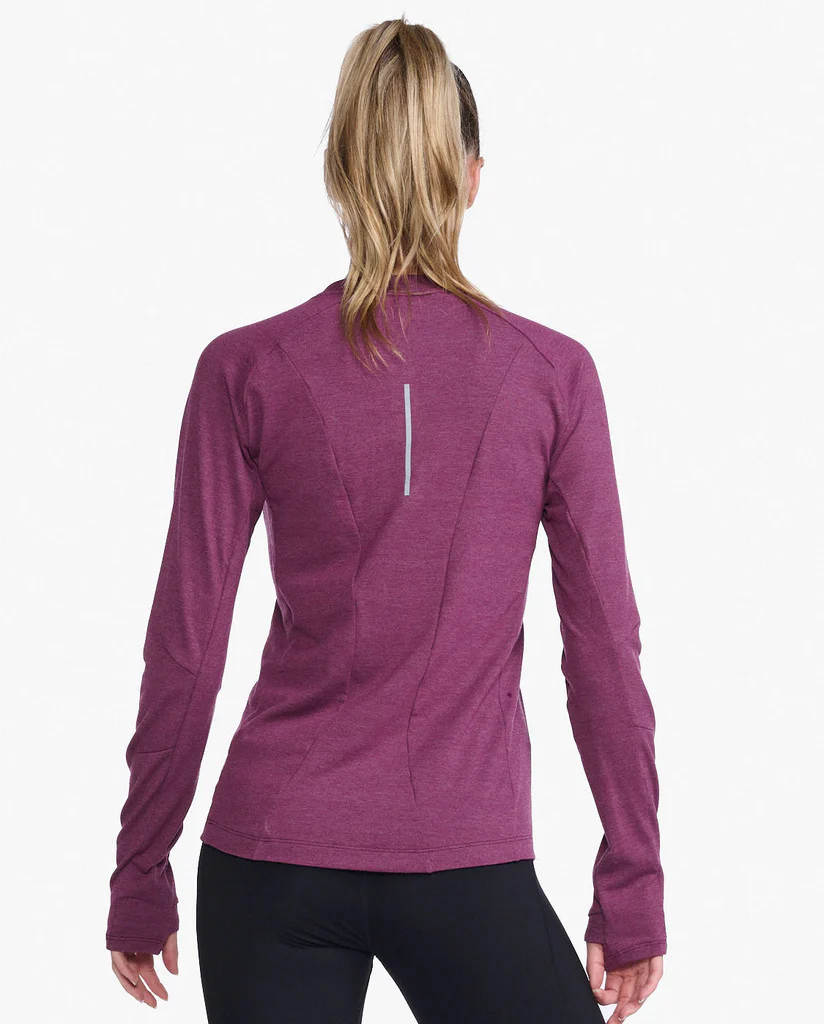 2XU Ignition Base Layer Longsleeve, Damen, Beet Marle/Silver Reflective - Image 2