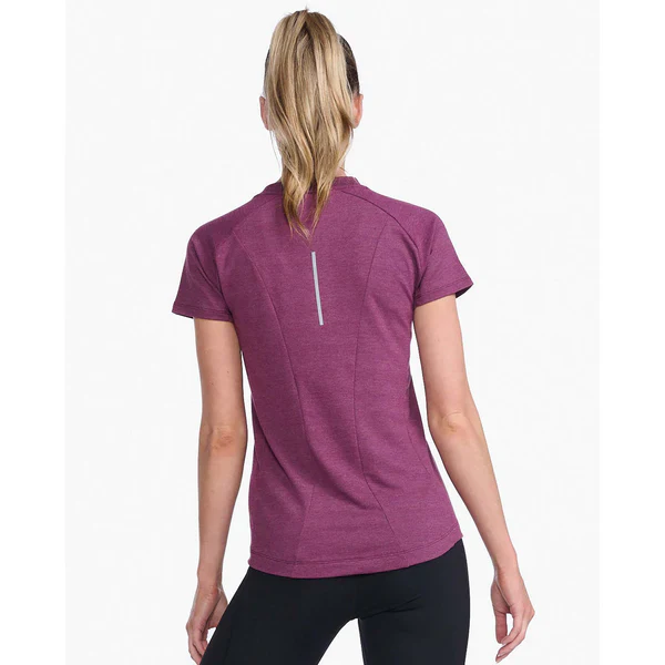 2XU Ignition Base Layer Tee, T-Shirt, Damen, Beet Marle/Silver Reflective - Image 2