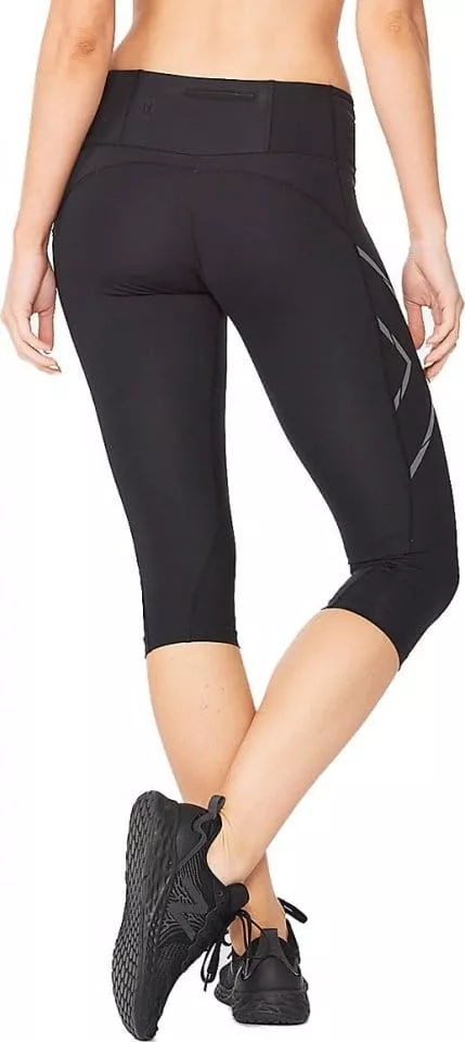 2XU Light Speed Mid-Rise Compression 3/4 Tights, Damen, Laufhose, Black/Black Reflective - Image 2