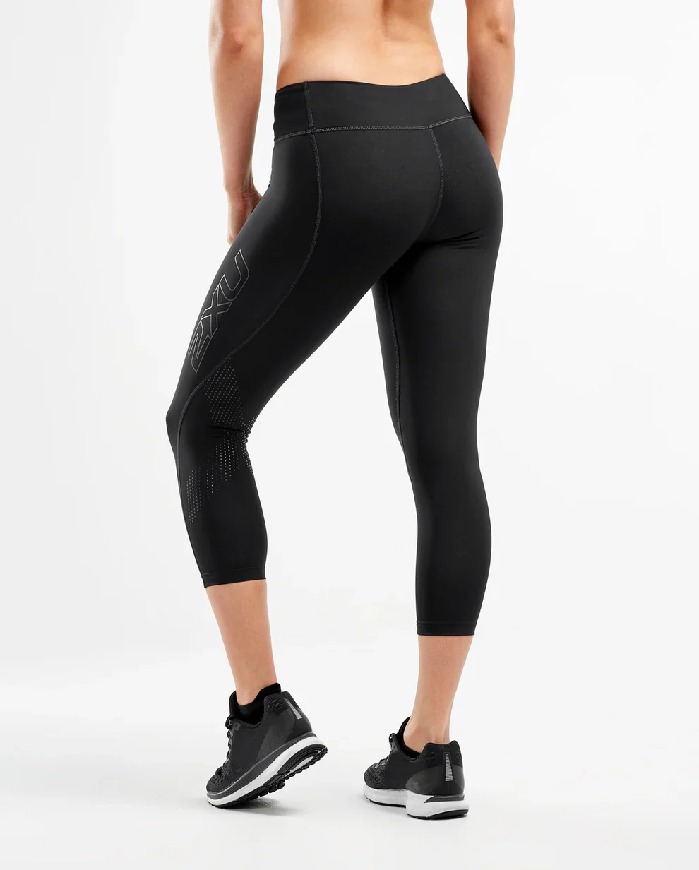 2XU Mid-Rise Compression 7/8 Tights, Damen, Black/Dotted Black Logo - Image 2