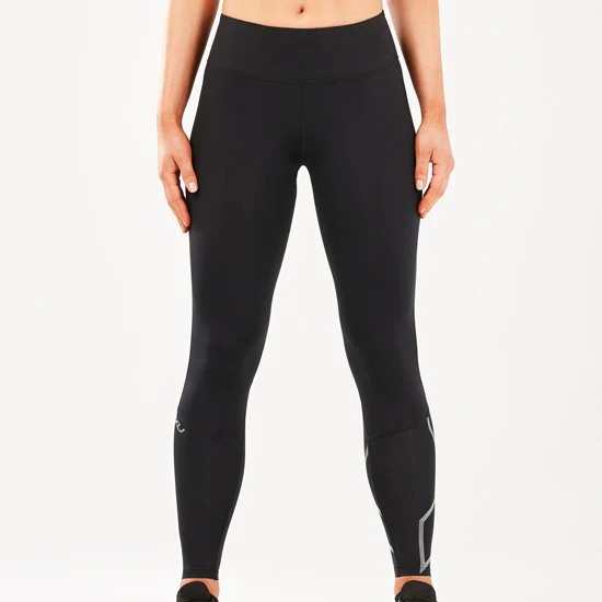 2XU Mid-Rise Compression Run Tights, Damen, Black/Silver Reflective - Image 2