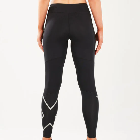 2XU Mid-Rise Compression Run Tights, Damen, Black/Silver Reflective - Image 3