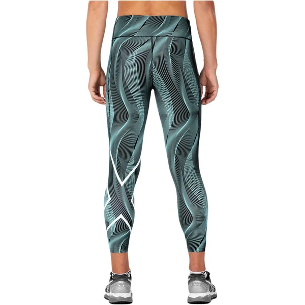 2XU Print Mid-Rise Comp 7/8 Tights, Damen, Laufhose, Aruba Blue Camo/white - Image 2