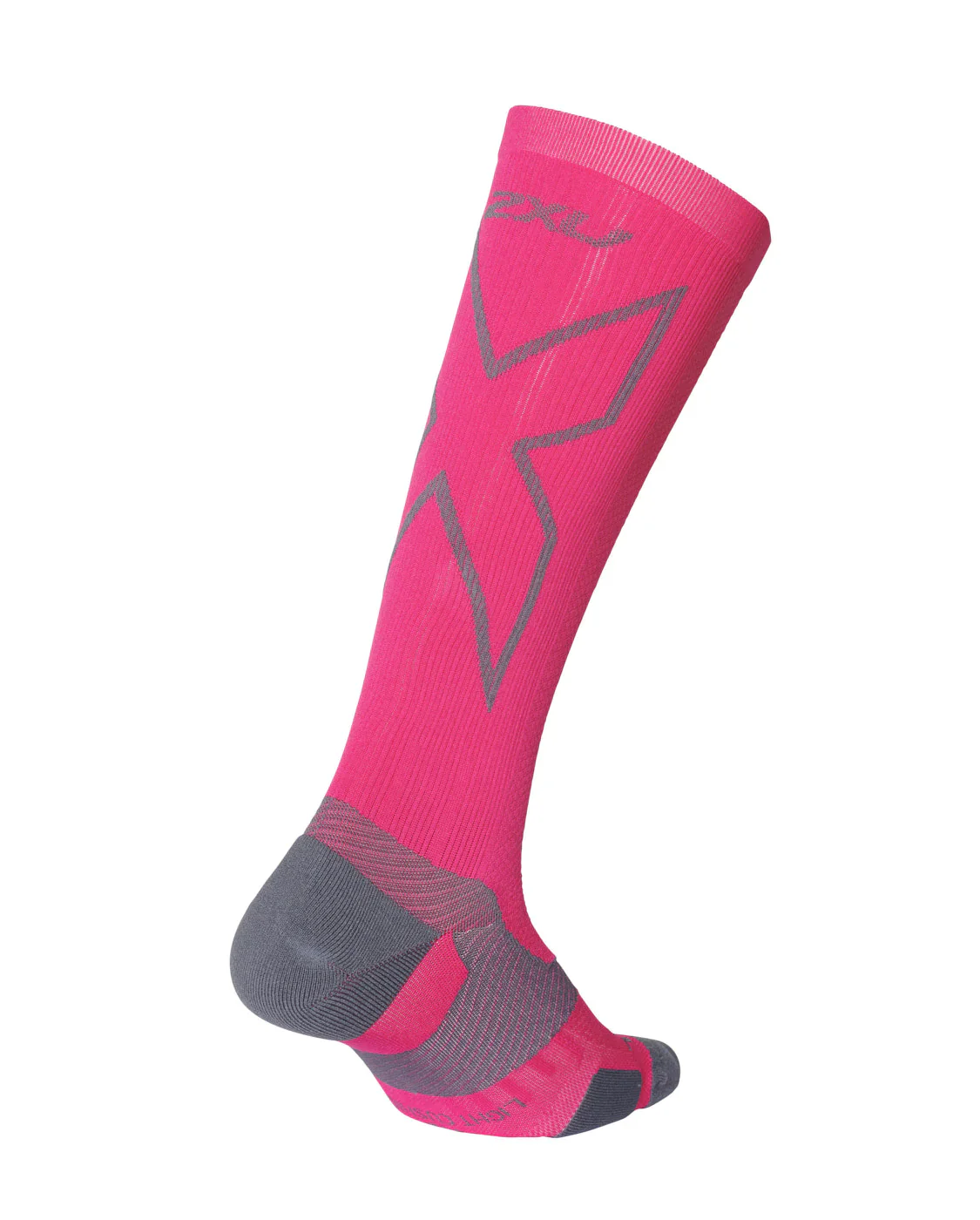 2XU VECTR L.Cush Full Length Socks, HotPink/Grey - Image 2