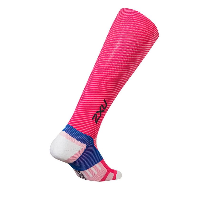 2XU Womens Elite Lite X-Lock Compression Socks, Damen, pinkpfau/weiß - Image 2