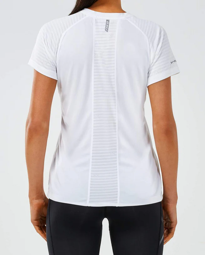 2XU XVENT Short Sleeved Tee, Damen, White/White - Image 2