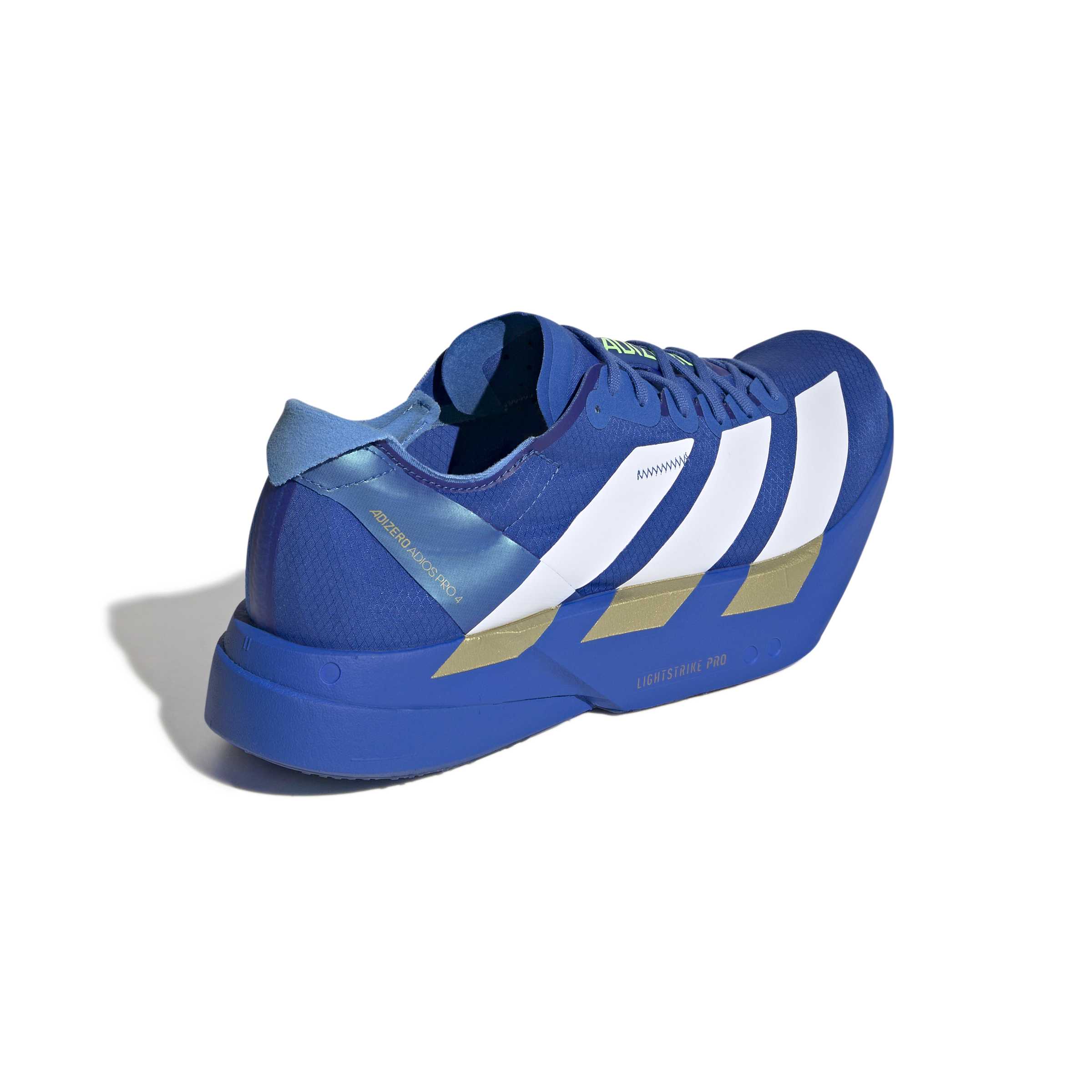 Adidas ADIZERO ADIOS PRO 4, Laufschuh, Herren, Blue/White/Lime Burst - Image 4
