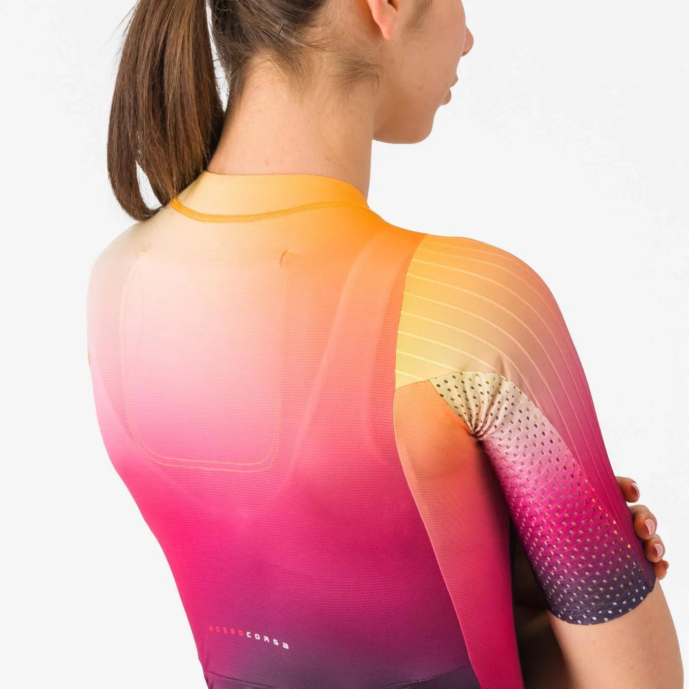 Castelli Free Sanremo 3 W Short Sleeve Trisuit, Damen, Dark Night Shade/Vivid Orange Bright Rose - Image 4