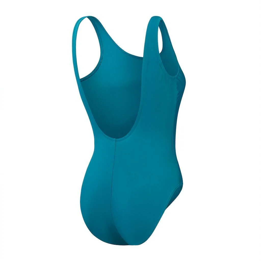 Speedo Logo mit tiefem U-Rückenausschnitt, petrol, Badeanzug, Damen - Image 2