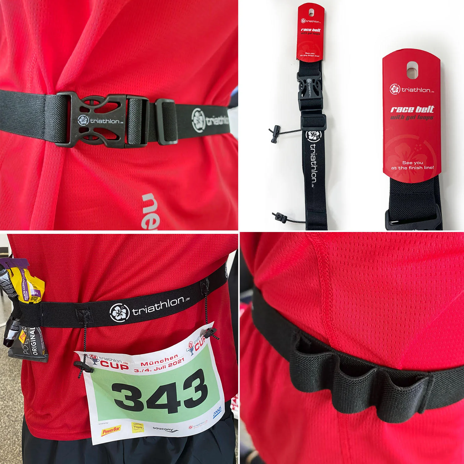 triathlon.de Startnummernband mit Gelschlaufen, schwarz - Image 3