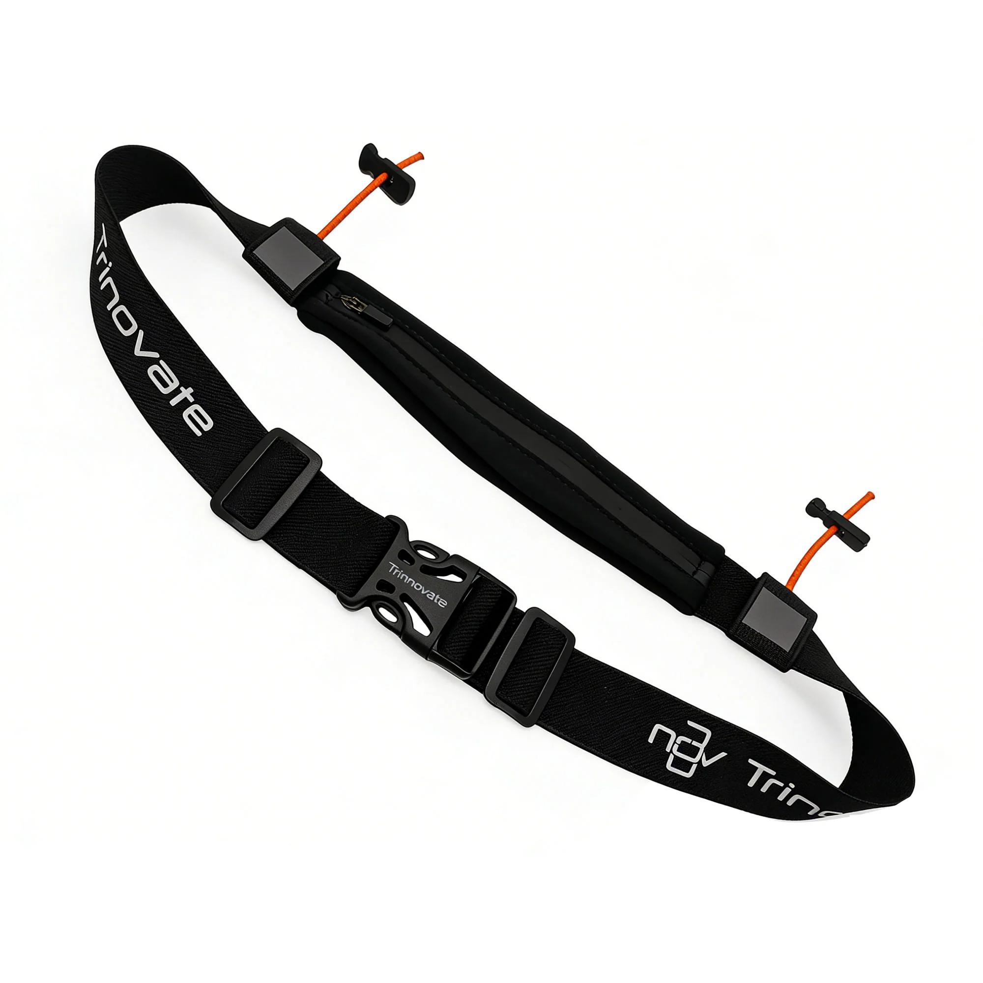 Trinovate Race Belt with Lycra Pocket Ultra Edition, Startnummernband mit Tasche, Midnight Black