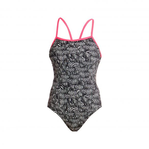 Way Funky Funkita Single Strap One Piece Zebra Crossing, Badeanzug, Damen