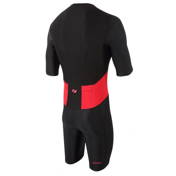 Zone3 Activate Short Sleeve Full Zip Trisuit, Herren, schwarz/rot - Image 2